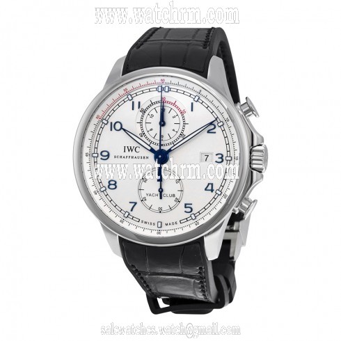 IWC Portugieser Yacht Club Silver DIal Black Alligator Leather Men's Watch 3902-16