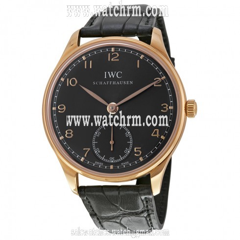 IWC Portuguese Ardoise Dial 18kt Rose Gold Black Leather Men's Watch 5454-06