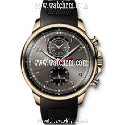 IWC Portuguese Chronograph Automatic Grey Dial Black Rubber Men's Watch IW390202