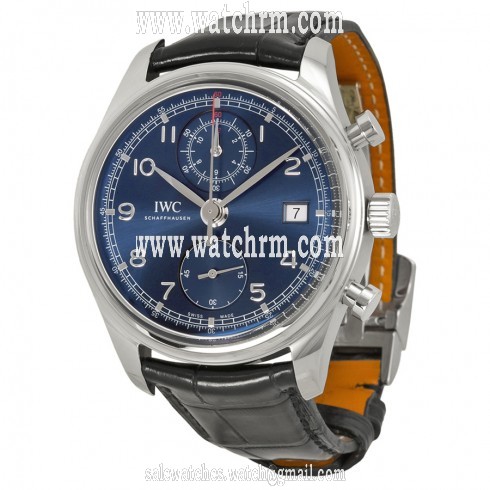 IWC Portuguese Chronograph Classic Edition Laureus Blue Dial Black Leather Men's Watch IW3904-06