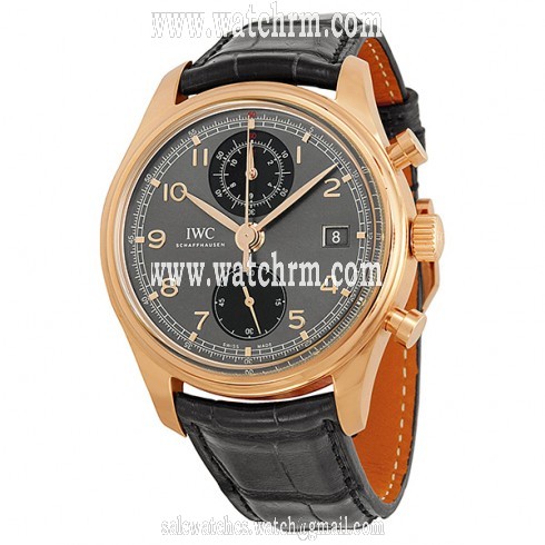 IWC Portuguese Chronograph Classic Gray Dial Leather Strap Automatic Men's Watch IW390405