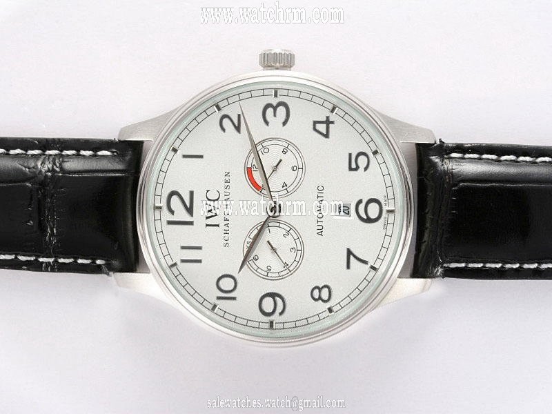 IWC Portuguese F.A. Jones IW322701 Black Ostrich Leather Strap Round Midsize Watch