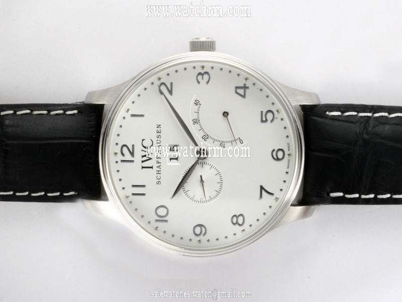 IWC Portuguese F.A. Jones IW322701 Black Stainless Steel Strap White Dial Round Watch