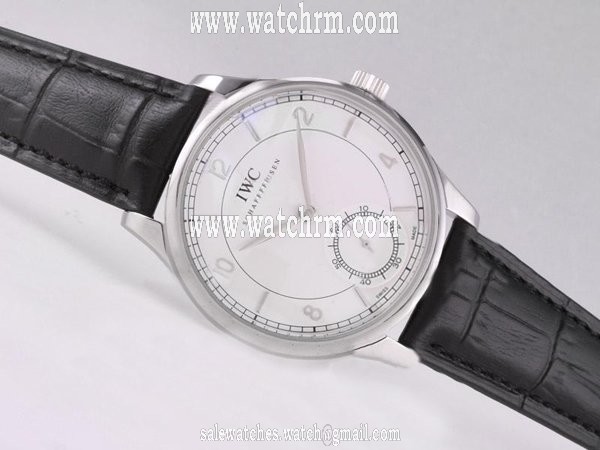 IWC Portuguese F.A. Jones IW322701 Midsize Round Black Stainless Steel Strap Watch