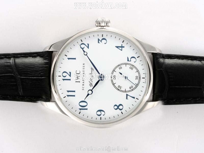 IWC Portuguese F.A. Jones IW544202 Midsize Stainless Steel Bezel Black Ostrich Leather Strap Watch