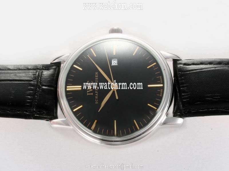 IWC Portuguese IW3563 Stainless Steel Bezel Black Cow Leather Strap Watch