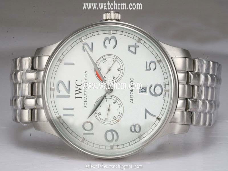 IWC Portuguese IW500107 Midsize 46mm Silver Stainless Steel Strap Watch