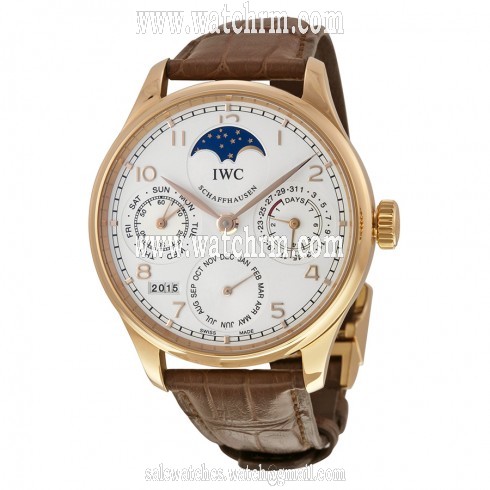 IWC Portuguese Perpetual Calendar White Dial 18K Rose Gold Automatic Men's Watch IW502302