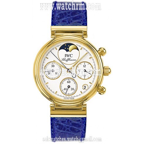 IWC Small Da Vinci 18kt Yellow Gold Moonphase Blue Ladies Watch IW373604