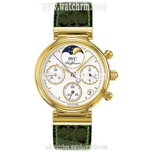 IWC Small Da Vinci 18kt Yellow Gold Moonphase Green Ladies Watch IW373602
