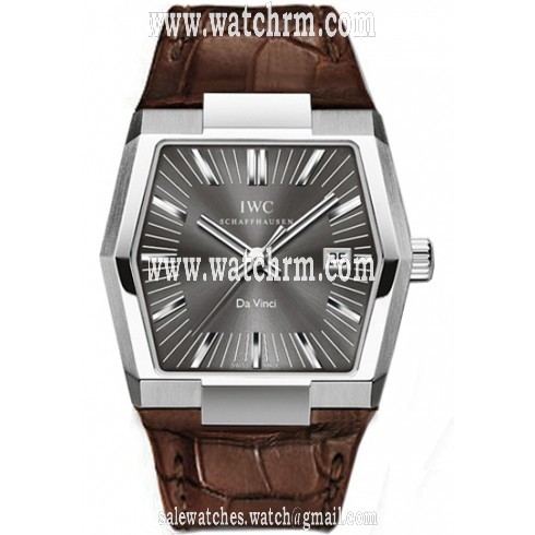 IWC Vintage Da Vinci Grey Dial 18kt White Gold Brown Leather Men's Watch IW546104