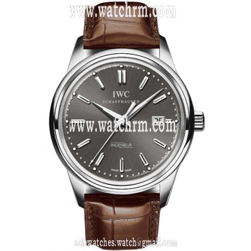 IWC Vintage Ingenieur Grey Dial 18kt White Gold Brown Leather Automatic Men's Watch IW323304