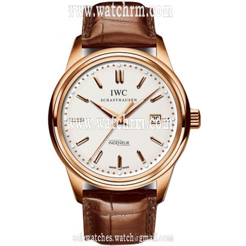IWC Vintage Ingenieur Silver Dial 18kt Rose Gold Brown Leather Men's Watch IW323303