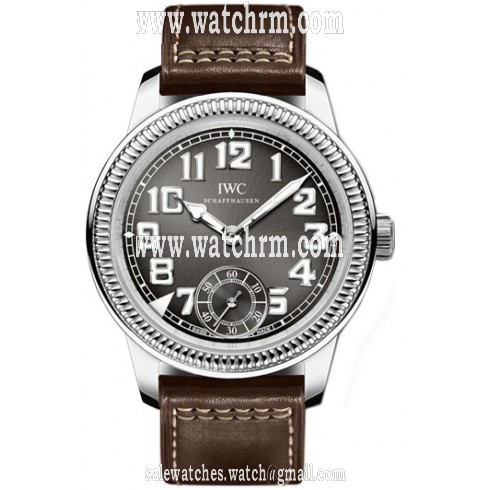 IWC Vintage Pilot Grey Dial 18kt White Gold Brown Leather Men's Watch IW325404