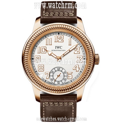 IWC Vintage Pilot Silver Dial 18kt Rose Gold Brown Leather Men's Watch IW325403