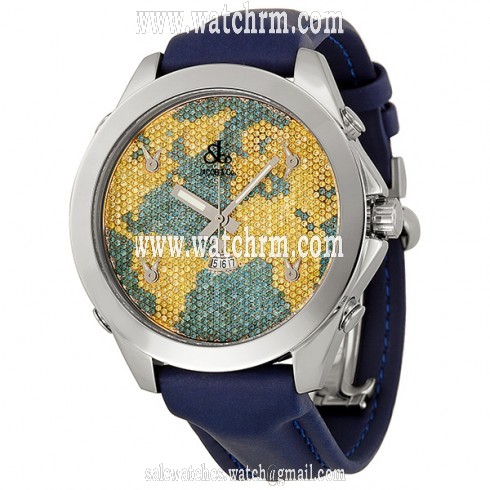 Jacob and Company Five Time Zone Blue and Yellow Diamond Dial Unisex Watch JC47YB