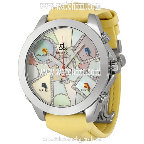 Jacob and Company Five Time Zone Diamond Accent Pastel Dial Unisex Watch JC118DA