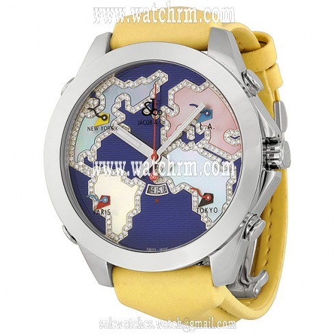 Jacob and Company Five Time Zone Diamond Accented Blue Dial Men's Watch JC124