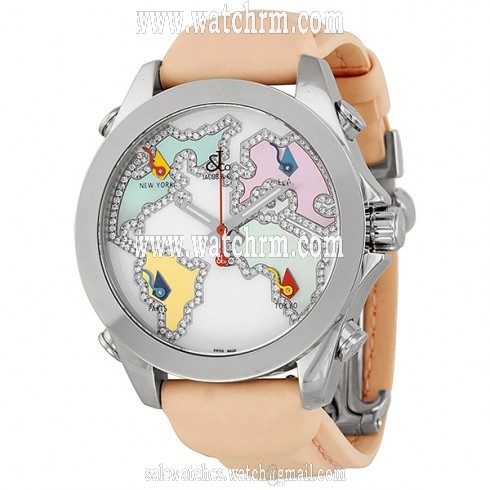 Jacob and Company Five Time Zone Diamond Accented Enamel Dial Unisex Watch JCM123