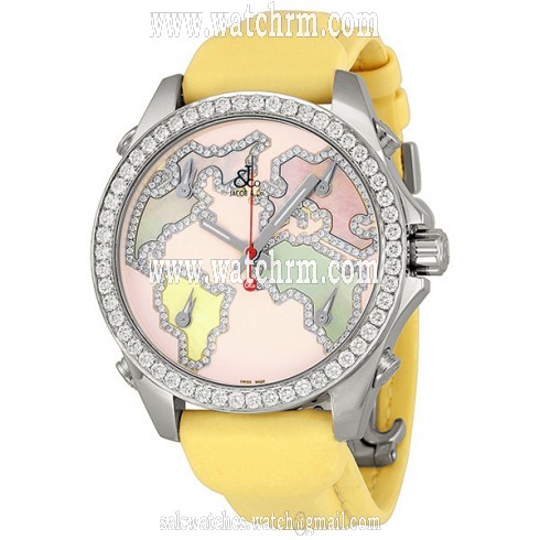 Jacob and Company Five Time Zone Diamond Accented Pink Enamel Dial Unisex Watch JCM125