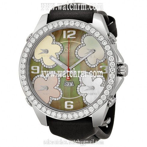 Jacob and Company Five Time Zone Diamond Black Mother of Pearl Dial Unisex Watch JCATH9