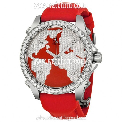 Jacob and Company Five Time Zone Diamond Continent Red Dial Unisex Watch JCM47SR