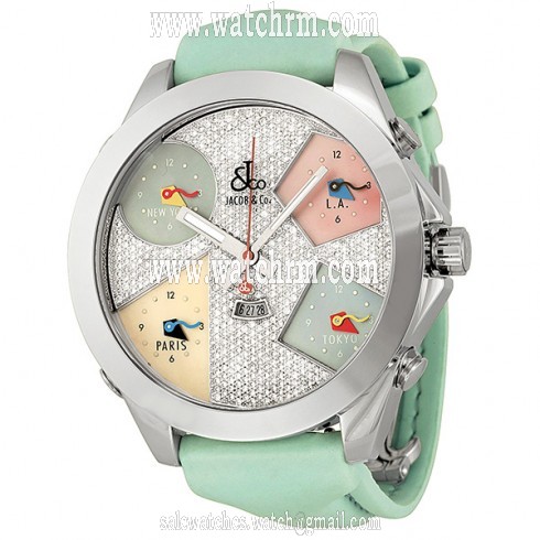 Jacob and Company Five Time Zone Diamond Pave Dial Unisex Watch JC44