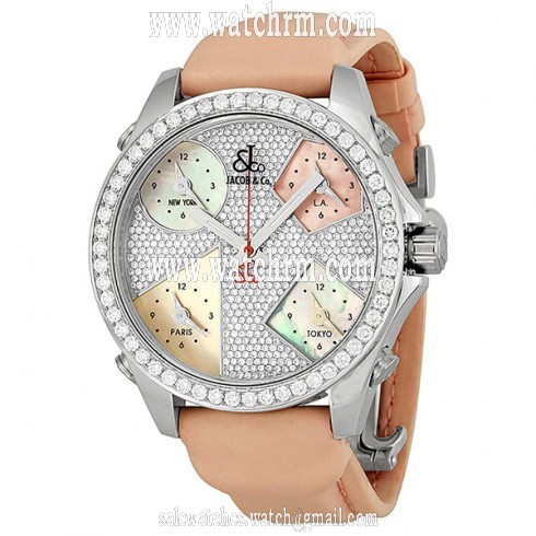 Jacob and Company Five Time Zone Diamond Pave Dial Unisex Watch JCM44