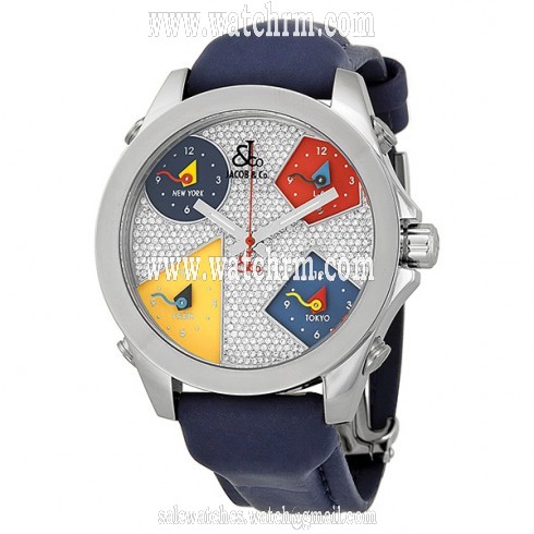 Jacob and Company Five Time Zone Diamond Pave Dial Unisex Watch JCM45