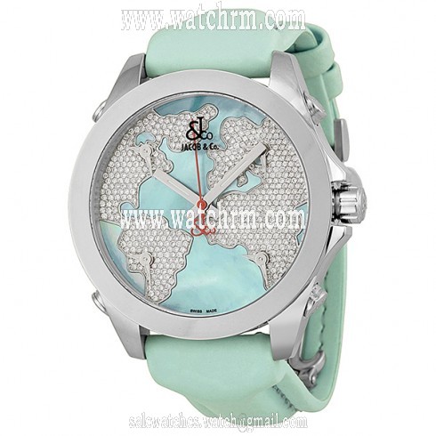 Jacob and Company Five Time Zone Diamond Pave Mother of Pearl Dial Unisex Watch JCM47WM