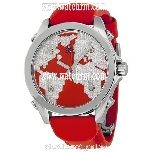 Jacob and Company Five Time Zone Diamond Pave Red Enamel Unisex Watch JCM47SR