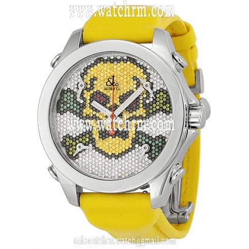 Jacob and Company Five Time Zone Diamond Pave Skull Unisex Watch JCMSKULL1