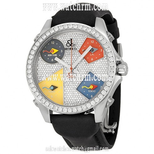 Jacob and Company Five Time Zone Diamond Pave Unisex Watch JCM45