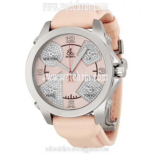 Jacob and Company Five Time Zone Diamond Pink Mother of Pearl Dial Unisex Watch JCM79P