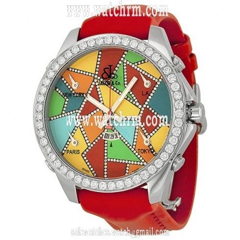 Jacob and Company Five Time Zone Diamond-Accented Multi-Colored Dial Unisex Watch JC117DA