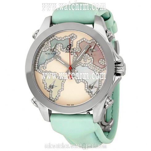 Jacob and Company Five Time Zone Diamond-Accented Pink Enamel Unisex Watch JCM125