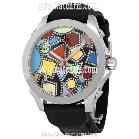 Jacob and Company Five Time Zone Multi-Colored Diamond Accented Dial Unisex Watch JC113DA