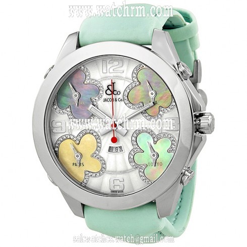 Jacob and Company Five Time Zone White Diamond Accented Dial Unisex Watch JCATH7