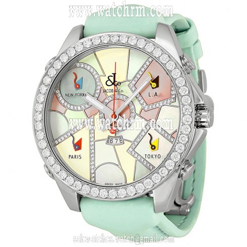 Jacob and Company Five Time Zones Diamond Accent Dial Unisex Watch JC118DA