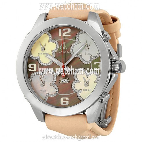 Jacob and Company Five Time Zones Diamond Black Mother of Pearl Dial Unisex Watch JCATH9