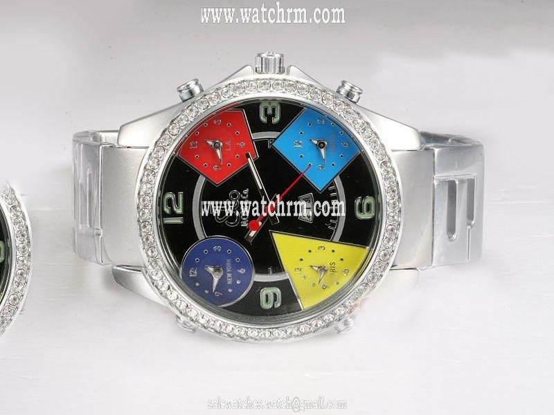 Jacob Co Five Time Zone JC - 11 Mens White Stainless Steel Strap 47mm Watch