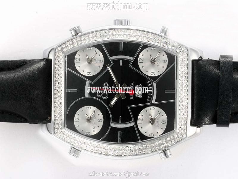 Jacob Co Five Time Zone JC - 21 48x66mm Quartz Black Dial Watch