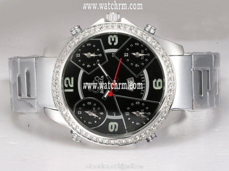 Jacob Co Five Time Zone JC - M2 49mm Quartz Black Dial Watch