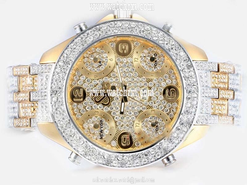 Jacob Co Five Time Zone JC - M30Y Rose Gold 18k Gold Strap 49mm Yellow Dial Watch