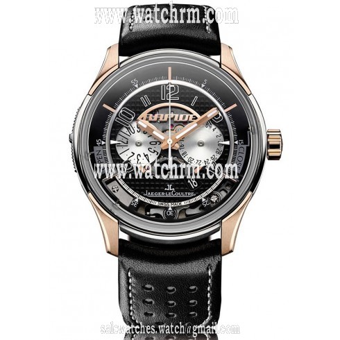Jaeger LeCoultre AMVOX Black Dial 18kt Rose Gold Black Leather Men's Watch Q192H47A
