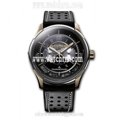 Jaeger LeCoultre AMVOX2 Rapide Transponder Black Dial 18kt Rose Gold Leather Men's Watch Q192H470