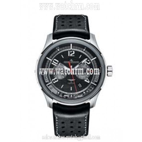 Jaeger LeCoultre AMVOX2 Transponder Black Dial Black Leather Men's Watch Q192T480