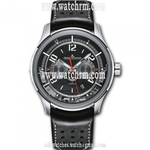 Jaeger LeCoultre AMVOX2 Transponder Black Dial Black Leather Men's Watch Q192T48A