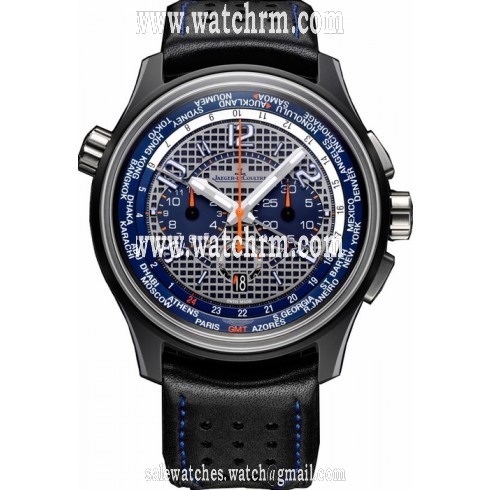 Jaeger LeCoultre Amvox5 Grey and Blue Dial GMT Men's Watch Q193J480