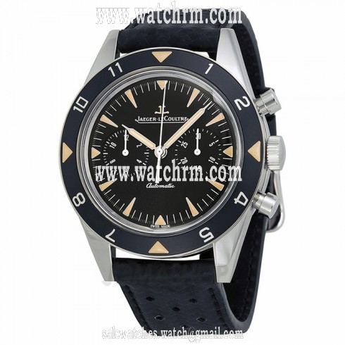 Jaeger LeCoultre Deep Sea Master Compressor Black Dial Black Leather Men's Watch Q207857J